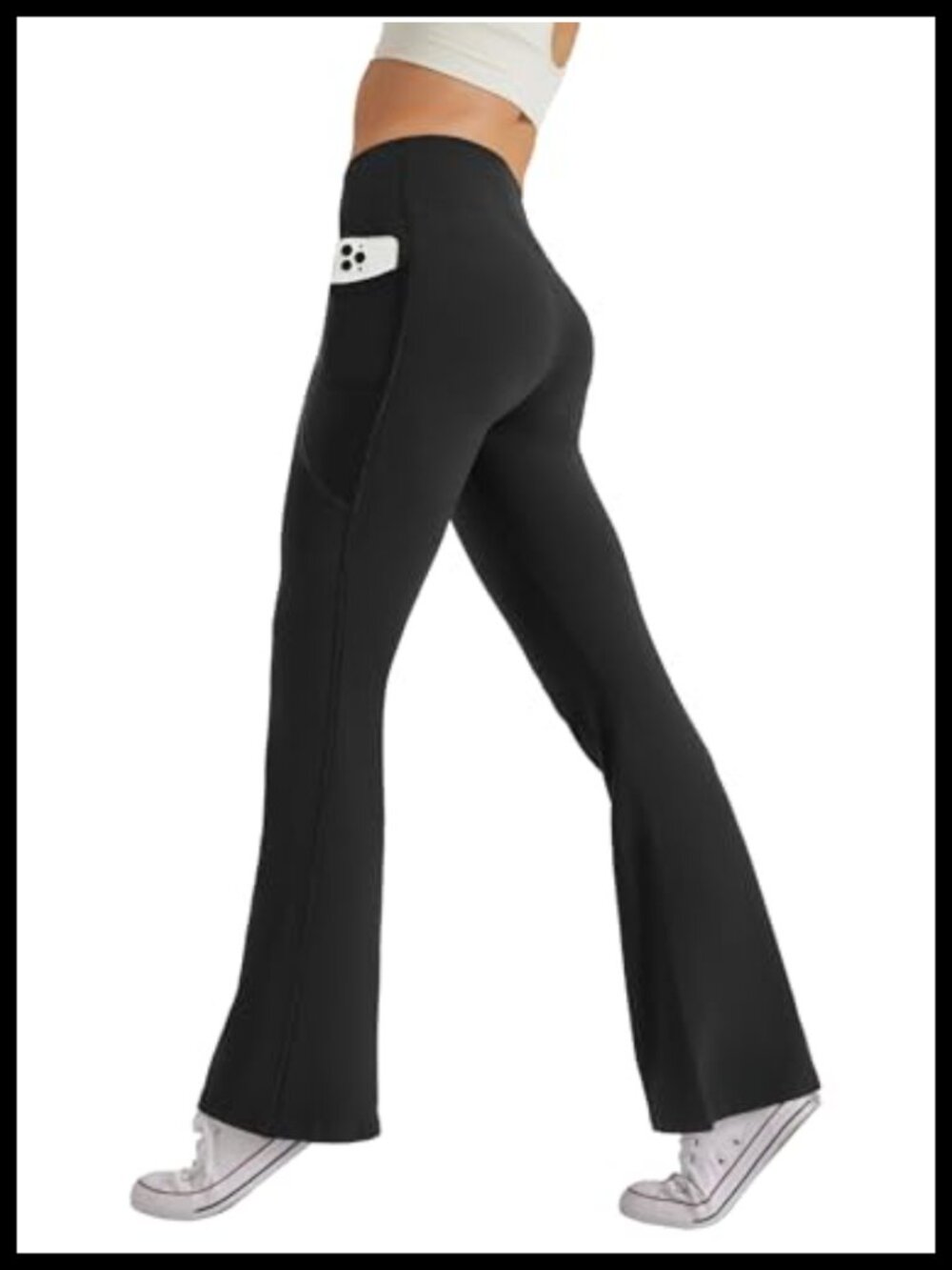 High Waist Bootcut Yoga Pants with Side Pockets Sweat-Wicking Flare Leggings